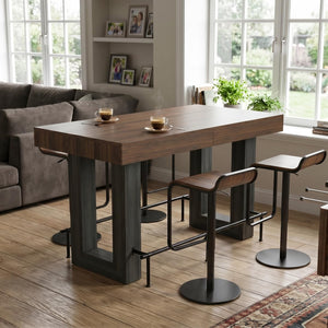 Counter Height Bar Table with Metal Footrest