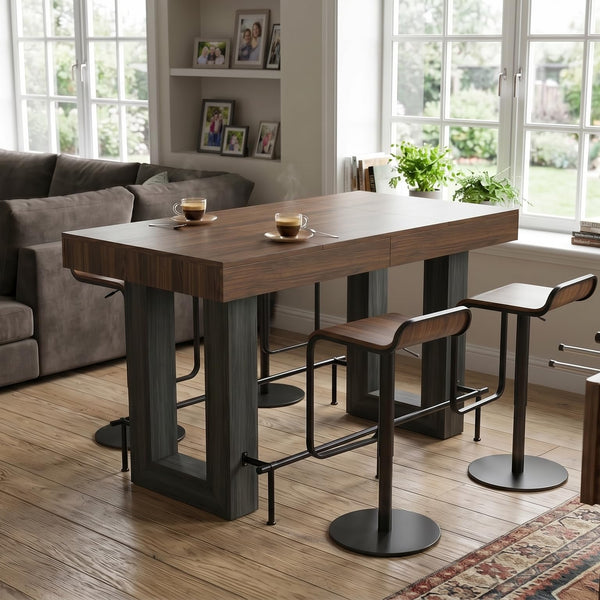 Counter Height Bar Table with Metal Footrest
