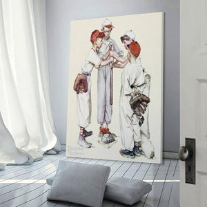 Norman Rockwell Four Sporting Boys Framed Canvas Print 20x30