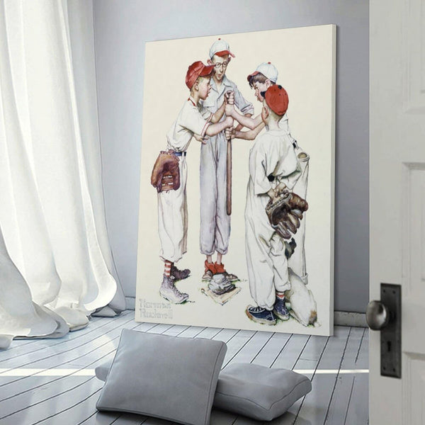 Norman Rockwell Four Sporting Boys Framed Canvas Print 20x30