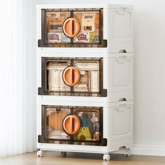 Stackable Storage Cabinet with Wheels & Lids – 249 Qt Collapsible Organizer Bins