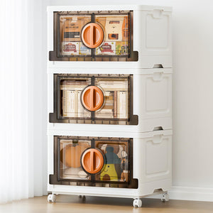 Stackable Storage Cabinet with Wheels & Lids – 249 Qt Collapsible Organizer Bins
