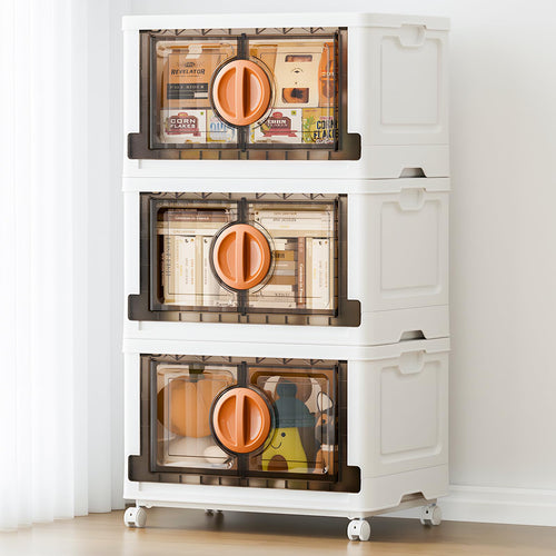 Stackable Storage Cabinet with Wheels & Lids – 249 Qt Collapsible Organizer Bins