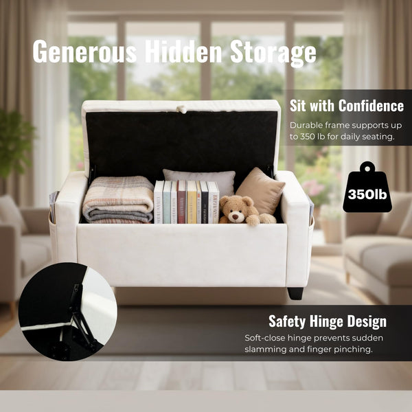 Storage Ottoman Bench with Hidden Storage