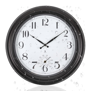 18-Inch Atomic Outdoor Wall Clock with Temperature