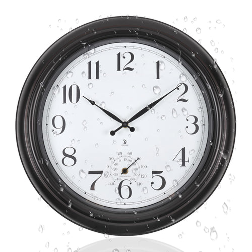 18-Inch Atomic Outdoor Wall Clock with Temperature