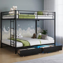 Twin Over Twin Metal Bunk Bed with LED Lights & USB Charging