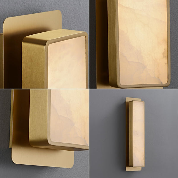 Alabaster Wall Sconce – 19.7" Natural Marble Indoor Wall Light, Gold, 18W LED
