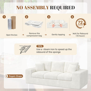 3-Seater Boneless Cloud Sofa with Corduroy Cover – Beige