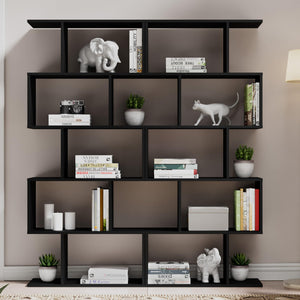 5-Tier S-Shaped Bookshelf with Room Divider