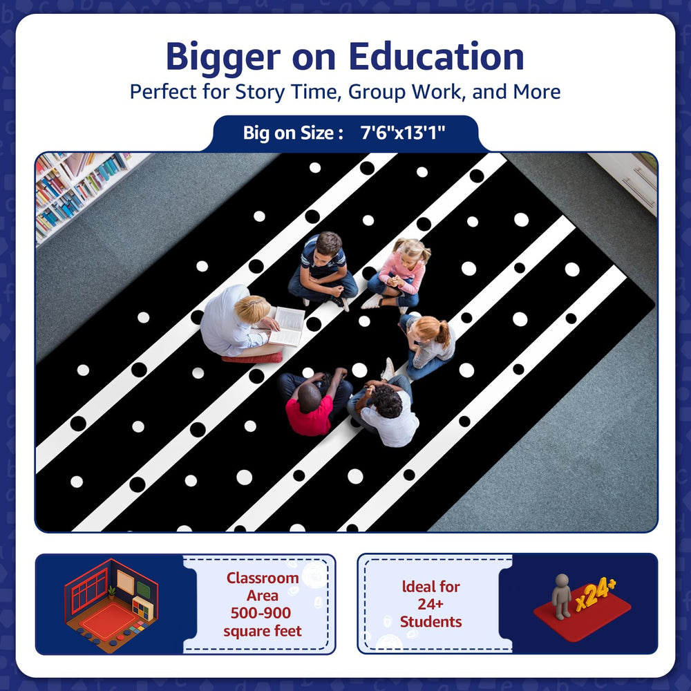 Abstract Classroom Rug 7'6" x 13'1" – Nylon, Non-Slip, Fade-Resistant