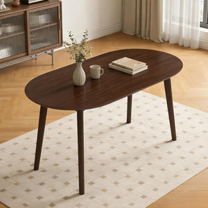 63" Oval Dining Table for 4–6 – Mid-Century Modern with Solid Wood Legs