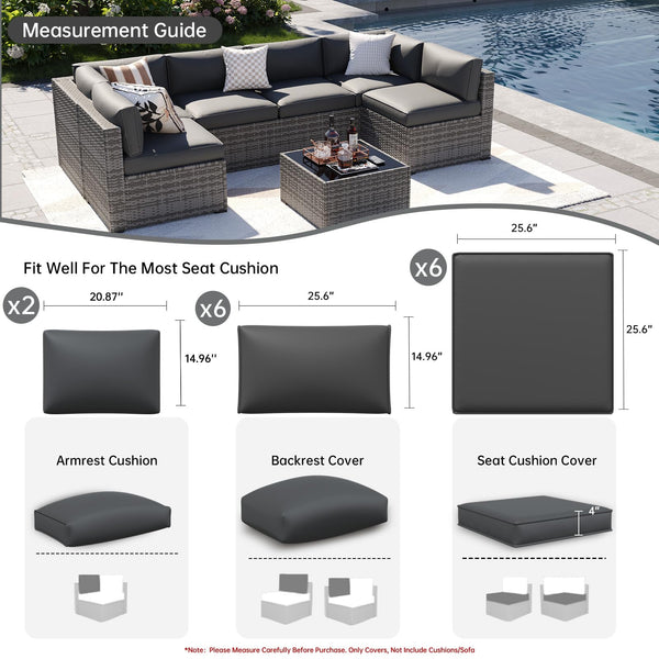 14-Piece Outdoor Patio Cushion Covers Set