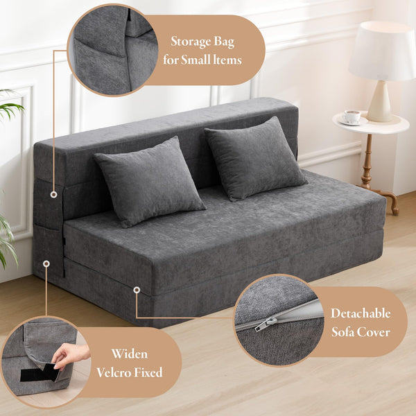 Folding Sofa Bed with Memory Foam – Convertible Sleeper Chair