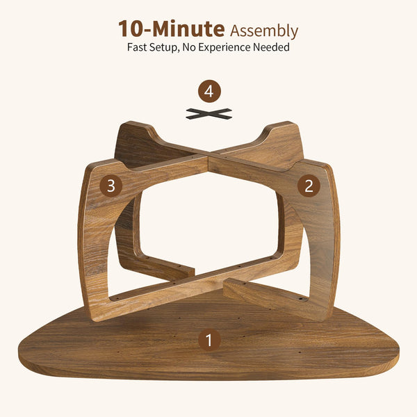 Round Wood Coffee Table with Triangle Base