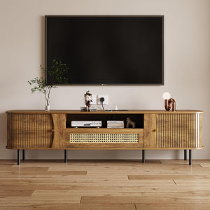 71" TV Stand with Power Outlet & Soft-Close Storage