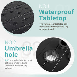 59" Rectangle Metal Outdoor Dining Table with Umbrella Hole
