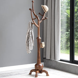 Freestanding Wooden Coat Rack with 8 Hooks