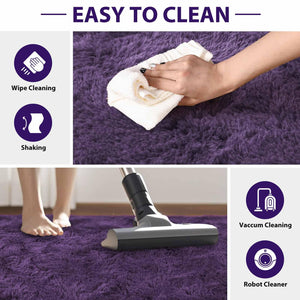 6x9 Fluffy Purple Shaggy Area Rug – Non-Slip Plush Indoor Carpet