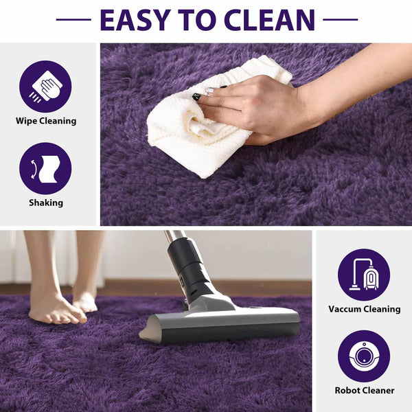 6x9 Fluffy Purple Shaggy Area Rug – Non-Slip Plush Indoor Carpet