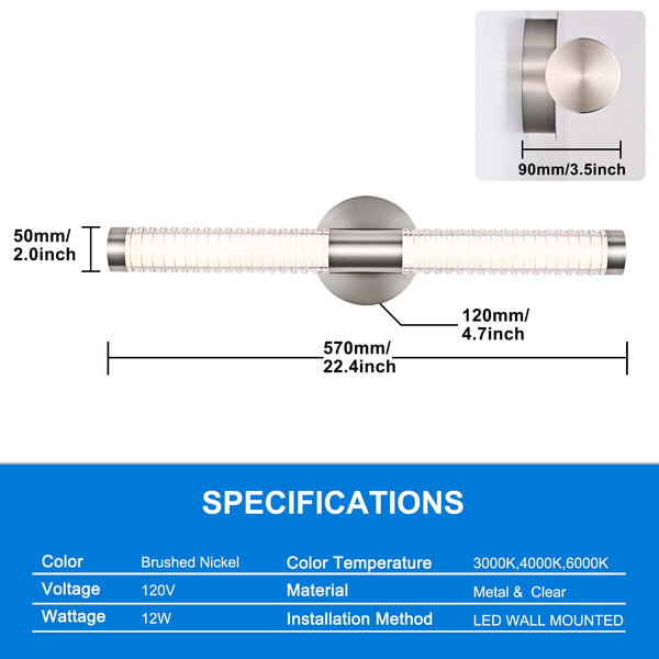 22.4 Inch Dimmable LED Bathroom Vanity Light Bar