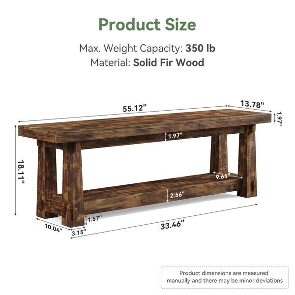 Solid Wood Entryway Bench with Shoe Storage Shelf