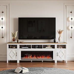 Electric Fireplace TV Stand with Open Storage – 55 to 98 Inch