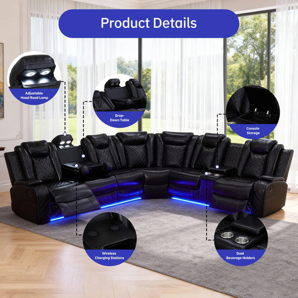 Power Reclining Leather Sectional Sofa