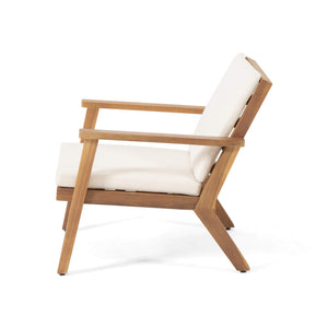 Outdoor Acacia Wood Club Chairs with Cushions (Set of 2)