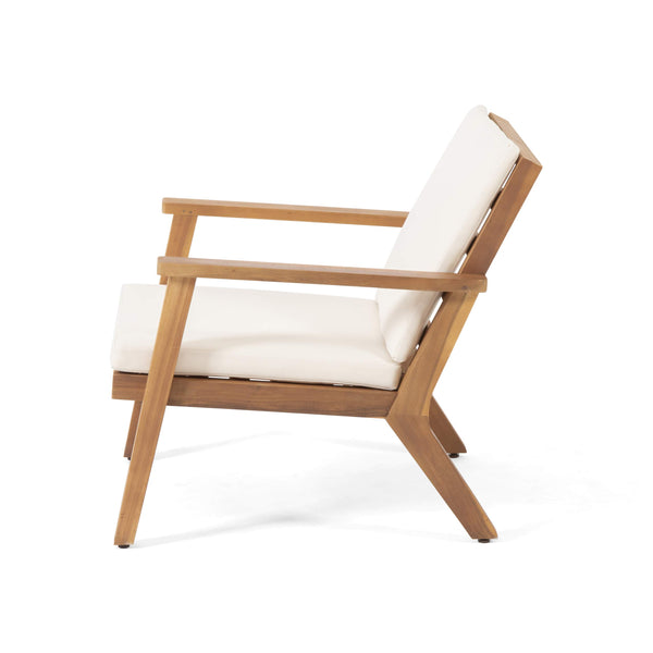 Outdoor Acacia Wood Club Chairs with Cushions (Set of 2)