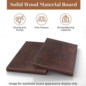 4-Door Solid Wood Armoire Wardrobe with Mirrors & Drawers