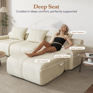 114" Modular Sectional Sofa with Ottoman