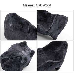 Oak Wood Decorative Bowl with Feet Boho Rustic Home Decor