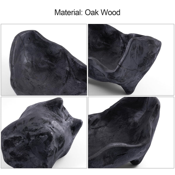 Oak Wood Decorative Bowl with Feet Boho Rustic Home Decor