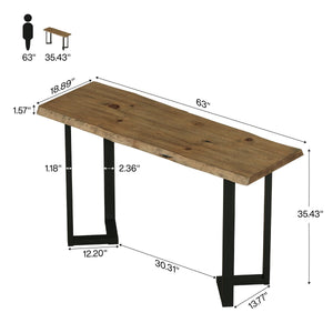 63" Rectangular Live Edge Bar Table
