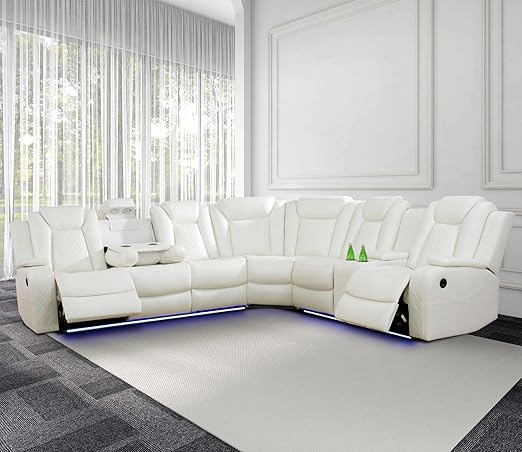 Power Recliner Sectional Sofa with LED Lights