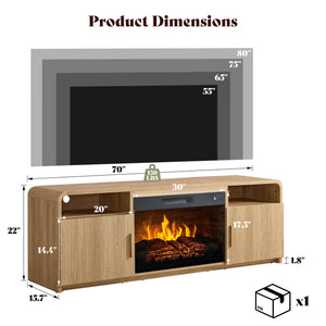 70" Fluted TV Stand with 30" Electric Fireplace