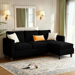 L-Shaped Sectional Sofa with Reversible Storage Ottoman