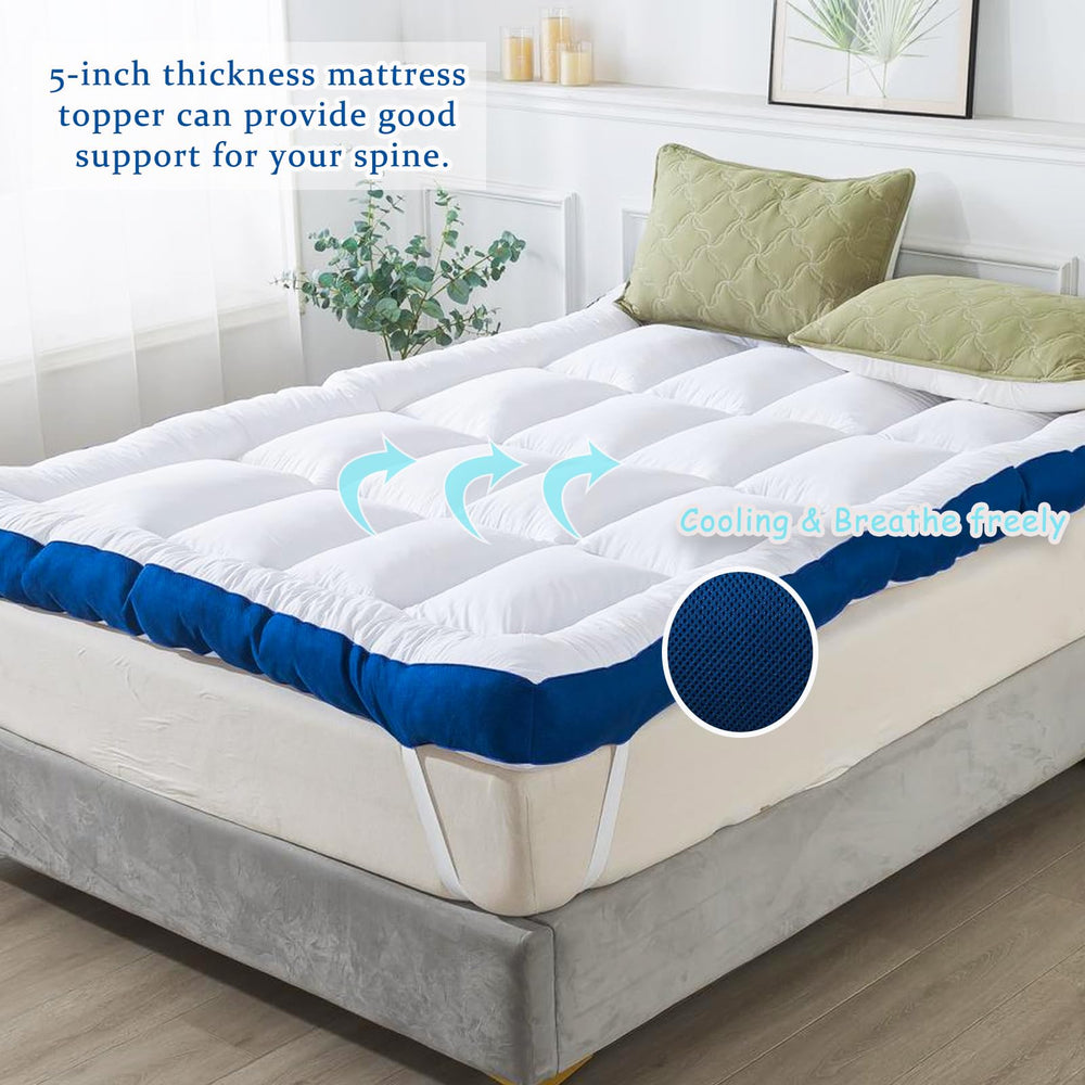 5-Inch Mattress Topper – Cotton Quilted Memory Foam Pillow Top with Elastic Straps