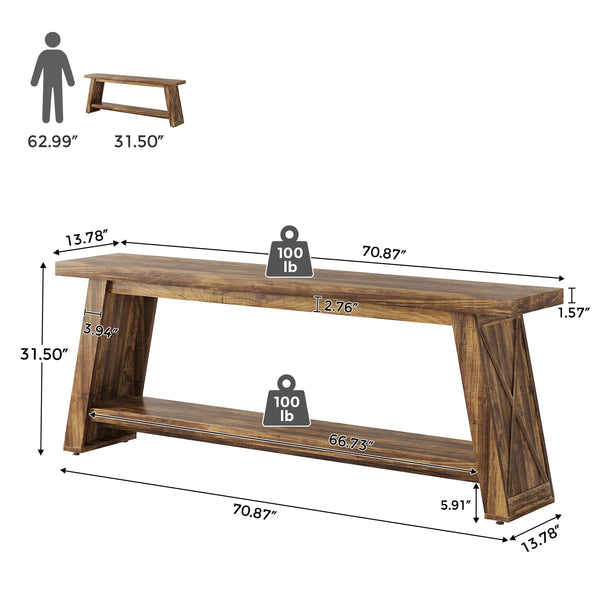 70.87-Inch 2-Tier Console Table for Entryway