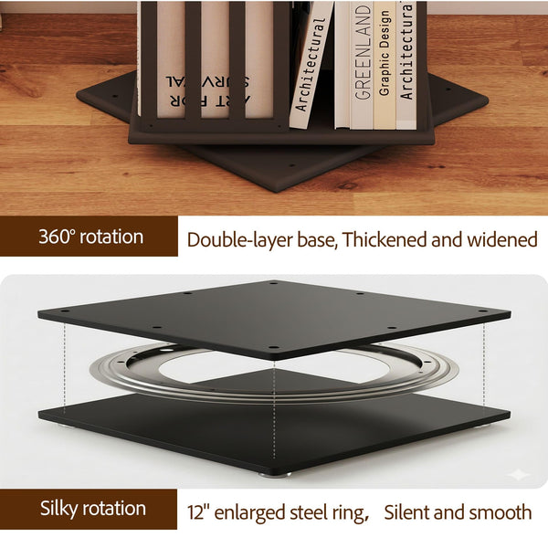 6-Tier Rotating Bamboo Bookshelf Tower