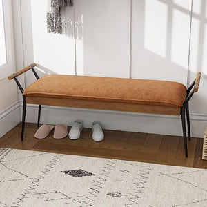 Upholstered Entryway Bench with Metal Legs