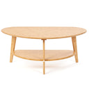 Oval Bamboo Coffee Table with Lower Storage Shelf