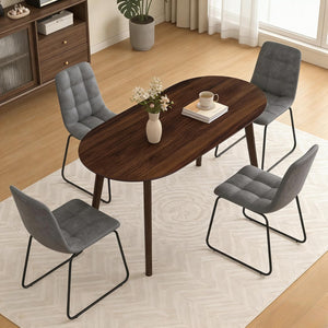 63" Oval Dining Table for 4–6 – Mid-Century Modern with Solid Wood Legs
