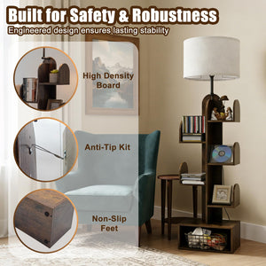 5-Tier Cactus Bookshelf Floor Lamp with Dimmable Lighting
