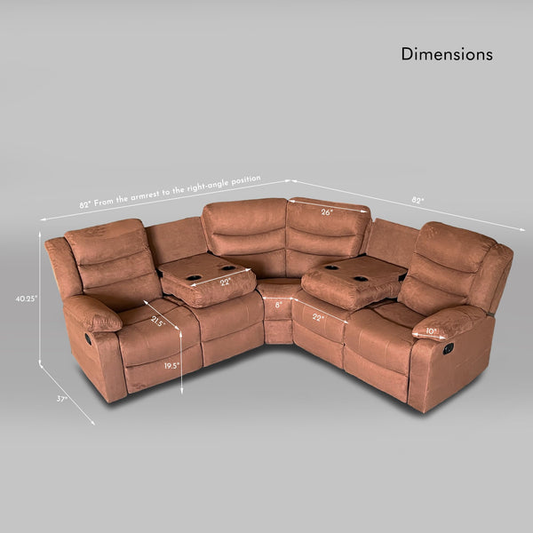 5-Seat L-Shaped Manual Reclining Sectional Sofa with Cup Holders
