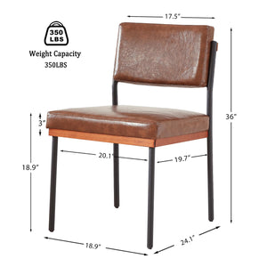 Upholstered Faux Leather Dining Chairs with Metal Legs