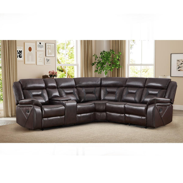 L-Shaped Faux Leather Reclining Sectional Sofa with Console & Storage