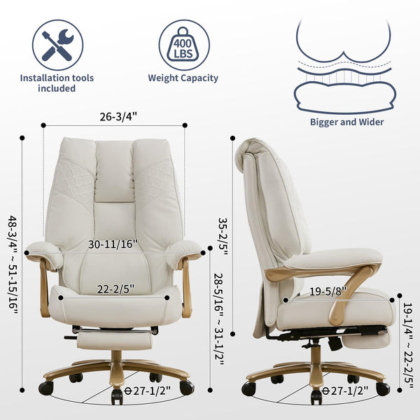 Big & Tall Reclining Executive Office Chair with Footrest