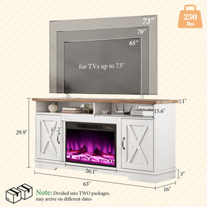 5-Piece Farmhouse Living Room Table Set with Electric Fireplace